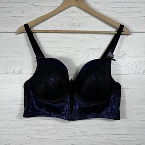 Cacique Lightly Lined Balconette Bra Womens Size 40C  Blue Black